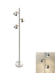 Lampe de sol intérieure 120V LED à commande par bouton, métal, 3000K (blanc chaud), haute luminosité, dimmable, IP20, IRC 80, 30000 heures - Product Image 2