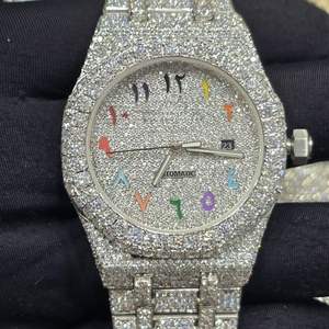 Nouvelles montres tendance unisexes modernes mécaniques de luxe avec diamants Moissanite, style Hip Hop, pour la mode, en vente, fabricant indien - Product Image 1