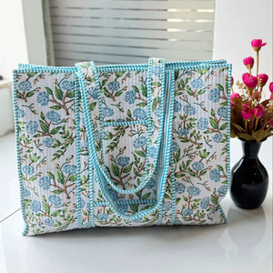 Handmade Floral Kantha Cotton Tote <b>Bag</b> <b>Lightweight</b> Shopping Travel <b>Bag</b> Eco-Friendly Reusable Large Capacity for Women Casual Use - Product Image 1