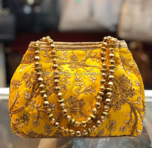 Bolso de Mano de Tela de Seda con Cuentas y Bordado Hecho a Mano en India, Bolso de Noche, Regalo de Boda, Recuerdo de Año Nuevo Chino, Bolsas de Regalo para Fiestas - Product Image 3