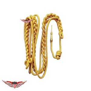 Cordon d'épaule tressé rouge avec embout en laiton, cordon d'épaule avec embout doré métallique - Product Image 5