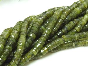 Perles facettées vertes en vessonite - Forme de roue de monnaie - 8 pouces - Pour la fabrication de bijoux - Fournitures de grossistes - Pierre naturelle - Product Image 4