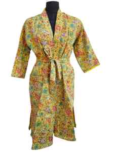 Kimono Nuevo con Estampado Kantha, Mangas Largas, Transpirable, Suave, Diseño Reversible con Cinturón, Ropa de Dormir para Mujer - Product Image 4