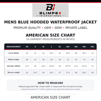 Blouson Bomber Homme Blimpex International Bleu à Capuche Imperméable Respirant en Tissu Tricoté Décontracté avec Fermeture Éclair et Logo sur le Devant en Toile Enduite PU