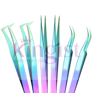 Custom Logo Curved Volume Eyelash Tweezer Set 90 Degree Russian Volume Fiber Tip Lash Tweezers for Eyelash Extension - Product Image 4