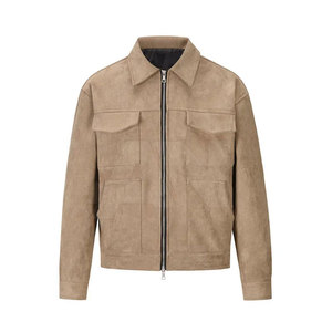 2026 Hot Selling <b>Men's</b> Genuine Leather Bomber <b>Jacket</b> Front Logo Breathable Windproof <b>Canvas</b> New Fashion - Product Image 1