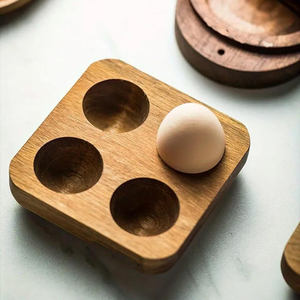 Rectangular with Curved Art Design Wooden <b>Egg</b> Rack with Six <b>Eggs</b> Spaces Best Selling Handcrafted Item - Product Image 6