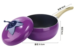 Ensemble de casseroles antiadhésives en forme d'aubergine pour le camping, comprenant une poêle et une casserole à induction en aluminium - Product Image 2