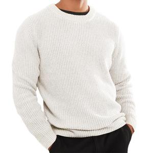 Men Customized Color Front Knitted Pullover Sweater Warm Soft Touch Cozy Winter Fit Modern Everyday Style Spandex/Cotton - Product Image 1