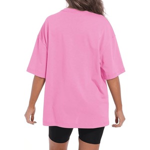 Plus Size Women Oversized T Shirt Pink Crew Neck <b>Three</b> Quarter Sleeve Long Length Solid Color Jersey Fabric Casual Top - Product Image 2