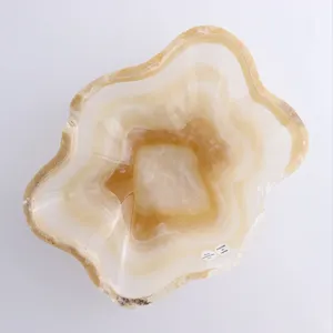 Bol de service irrégulier en onyx miel, résistant au feu, pour cuisine moderne, salle à manger, villa, revêtement mural de salon en onyx - Product Image 6