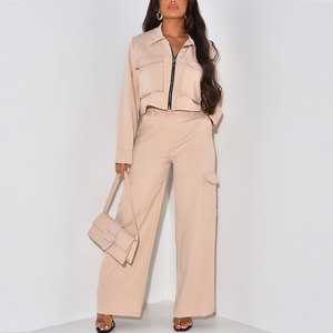 Ensemble assorti veste et pantalon cargo pour femme, multi-poches, streetwear, vêtements de travail, fabrication OEM ODM - Product Image 5