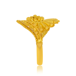 Exquisite 18K Yellow Gold Antique Floral <b>Finger</b> <b>Ring</b> for Women Handmade Sunflower Filigree Gold <b>Ring</b> Traditional Bridal <b>Ring</b> - Product Image 3