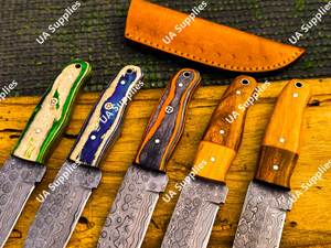 Cuchillo Skinner de Hoja Fija de Acero Damasco Hecho a Mano, Soporte OEM ODM, Personalizable, Directo de Fábrica, Cuchillos de Caza de Espiga Completa y Funda - Product Image 3