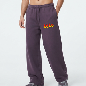 Pantalon de jogging en toile pour homme, style streetwear, coupe droite, ample et oversize, avec cordon de serrage à la cheville, idéal pour l'automne, 100% coton - Product Image 4