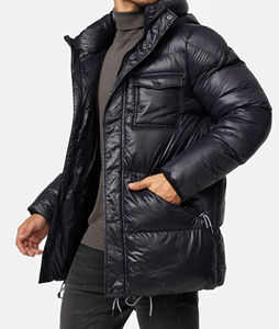 Chaqueta Acolchada Brillante Personalizable y Transpirable para Hombre, Chaqueta de Invierno Informal para Exteriores, Talla Grande, con Capucha y Cierre de Cremallera - Product Image 5