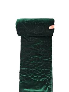 Tissu en velours vert foncé de qualité supérieure, brodé de motifs floraux, sur velours doux, pour robes de créateur et matériaux artisanaux - Product Image 2