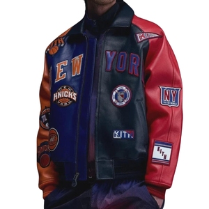 Chaqueta de Cuero Premium con Recubrimiento de los New York Knicks del Madison Square Garden |   Kith Virex Color-Block Bomber Edition Letter Venta al por mayor - Product Image 3