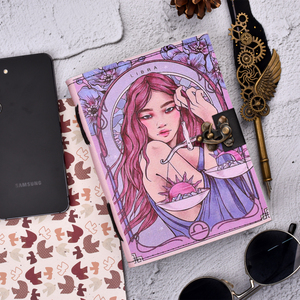 Libra Zodiac Handmade Journal | <b>A5</b> Artistic Notebook with Vintage Lock 100 Pages 100% Handmade Paper <b>Diary</b> for Writing & Gifting - Product Image 4