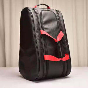 Sac de sport et de tennis robuste et imperméable, sacoche noire texturée effet carbone avec deux compartiments principaux, sangles décoratives - Product Image 5