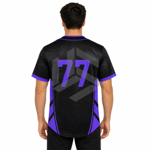 Custom Sublimated Men's <b>Baseball</b> Jersey Button-Up Short Sleeve Moisture-Wicking Breathable Plus Size Geometric Print Black - Product Image 2