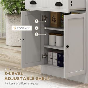 Meuble de cuisine blanc pour micro-ondes avec armoire de rangement, étagère réglable et tiroir - Product Image 5