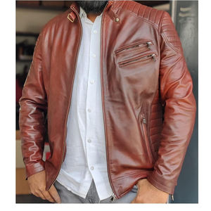 Veste en cuir pour homme avec protection moto en plastique de qualité supérieure, prix de gros, service OEM, logo personnalisé - Product Image 2