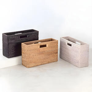 Soporte de ratán natural para revistas, organizador de oficina, accesorios, limas de papel, cesta, Estilo Vintage - Product Image 1