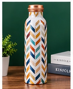 ขวดน้ำทองแดงสวยงามพร้อมฝาทองแดงลายดอกซากุระสีชมพูแบบพกพาสำหรับเดินทาง - Product Image 2