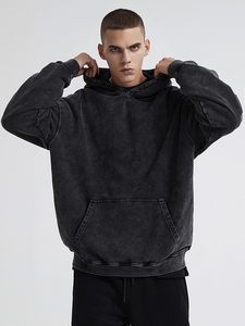 Custom Logo Stone Washed Custom Print Option Hoodie for Men 100% Cotton Black Winter Cotton <b>Fleece</b> Breathable Pullover Hoodie - Product Image 3