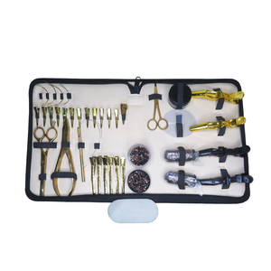 Kit d'outils de pose d'extensions capillaires en acier inoxydable de qualité chirurgicale, couleur marron nude, avec logo personnalisé et étui marron nude – Vente chaude - Product Image 1