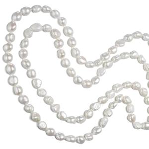 ลูกปัดไข่มุกน้ำจืดธรรมชาติบาร็อคสีขาว9-10มม. สายหลวมสำหรับทำเครื่องประดับสร้อยคอ - Product Image 1