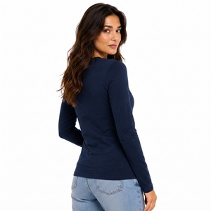 Camiseta de Manga Larga para Mujer de Alta Calidad, Ligera y Cómoda, Ropa de Estilo de Vida con Servicio OEM, Fabricante de Marca Personalizada - Product Image 4