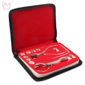 High Quality Class I Red Case Manual Dental Rubber Dam <b>Punch</b> <b>Set</b> Stainless Steel Surgical Clamps Forceps OEM - Product Image 1