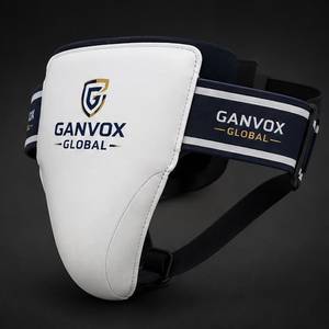 GANVOX Global <b>Cricket</b> Protective Guard Lightweight Training Padded Ambidextrous Double-Stitched Sports <b>Equipment</b> White Navy - Product Image 3