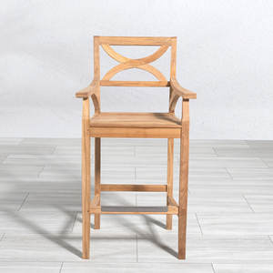 Chaise de bar d'extérieur en teck massif moderne - Meubles d'hôtellerie commerciaux écologiques, durables et résistants à l'eau - Product Image 1