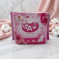 Serviette hygiénique jetable A+ Brand 320 mm, personnalisée, respirante, super douce, avec protection anti-fuites 3D, à ailettes, en coton, pour flux abondant, jour et nuit