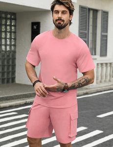 Men Summer Short Set Crewneck <b>T</b> Shirt and <b>Track</b> Shorts 2 Piece Outfit Bulk Supplier - Product Image 3