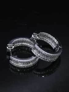 Baguette Round Cut Lab Grown <b>Huggie</b> Earrings Iced Out Hoop Earrings Women's VVS Moissanite 10k 14k 18k Hip Hop Jewelry Wholesale - Product Image 3