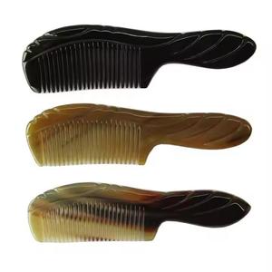 Peignes en corne de buffle naturelle faits à la main, collection de soins capillaires et barbe, corne polie, démêlant à dents larges, soins personnels - Product Image 2