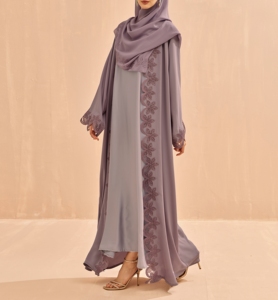 2026 Best Selling Abaya Handmade Turkish Floor Length Long Sleeve V Neck Polyester Regular Fit Casual Evening Party Flared - Product Image 4