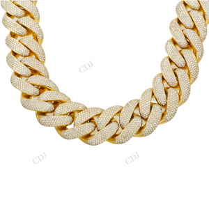 สร้อยคอแบบ Cuban Link ขนาด 32 มม. ยาว 22 นิ้ว ดีไซน์ทันสมัย ทำจากเงินแท้ 925 ชุบทอง ประดับด้วยโมอิสซาไนต์  สไตล์ฮิปฮอป สำหรับทั้งชายและหญิง เหมาะสำหรับงานปาร์ตี้ - Product Image 2