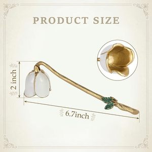 Brass <b>Candle</b> Warmer with Flower Shade Tabletop Decor Indoor Light Fixture - Product Image 3