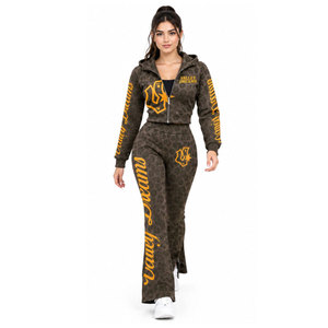Valley Dreams Survêtement décontracté pour femme à imprimé léopard, à capuche, avec fermeture éclair intégrale et motif lettres sur le corps - Product Image 5
