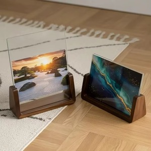 Luxury Walnut Wood <b>Photo</b> <b>Frame</b> <b>Double</b> <b>Sided</b> Clear Acrylic Picture Display Solid Wood Base Portrait Stand <b>Photo</b> <b>Frame</b> wall decor - Product Image 1