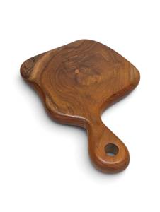 Tabla de Quesos Moderna Rústica de Madera de Teca con Borde Natural y Asa Integrada para Colgar - Product Image 1