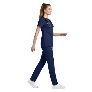 Ensemble de blouses médicales unisexes à manches courtes, col en V, pantalon cargo, uniforme d'infirmière, vêtements de travail pour hôpital, soins de santé, médecin, taille XXS, en spandex - Product Image 1