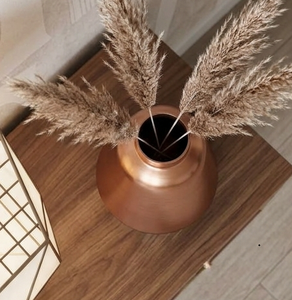 Vase en cuivre fait main avec base noire, forme géométrique conique, décoration de table pour herbe de la pampa séchée - Product Image 2