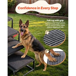 Extra Wide Foldable <b>Dog</b> Stairs <b>for</b> <b>Car</b> 4 Steps Non Slip Rug Surface Portable Lightweight Pet <b>Ramp</b> <b>for</b> Medium <b>Dogs</b> - Product Image 4