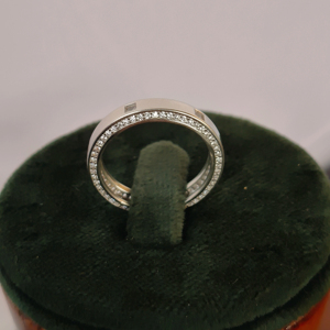 Geometric Pattern Band <b>Ring</b> Romantic Diamond Minimalist Modern <b>Women</b> Wedding Anniversary Promise Party Gift - Product Image 5
